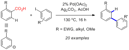 Cover image for Carboxylic acids as traceless directing groups for formal meta-selective direct arylation